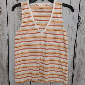Madewell | 100% Cotton Super Soft Striped V-Neck Tank Top w/Pocket